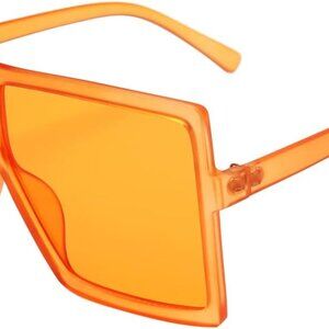 Oversized Square Sunglasses Women Men UV400 UV Protection Black 70s Fashion